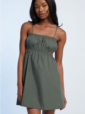 PacSun La Hearts Olive Cutout Spaghetti-Strap Mini Dress